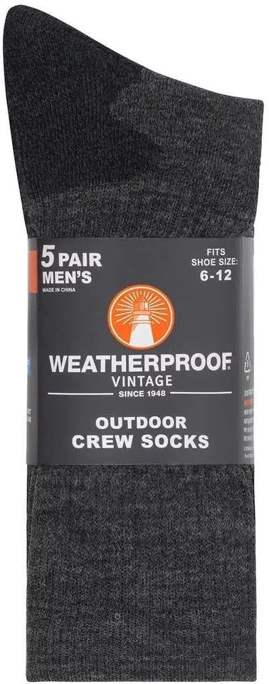 Weatherproof Vintage Men's Outdoor Crew Sock mix colors, 5-pair
