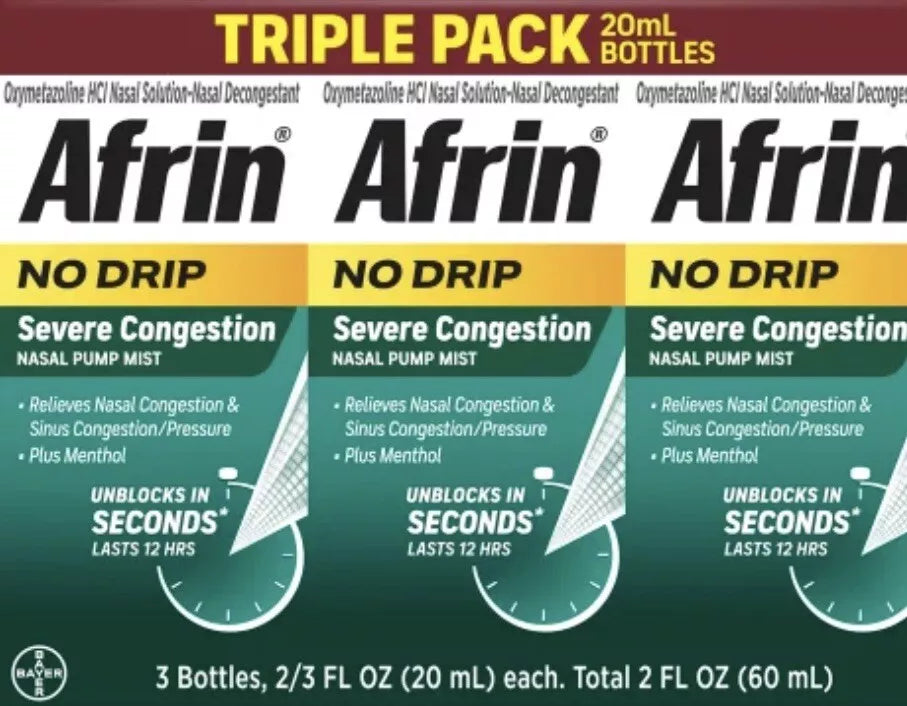 Afrin No Drip Severe Congestion 12 Hour Nasal Pump Mist, 60 mL