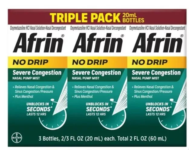 Afrin No Drip Severe Congestion 12 Hour Nasal Pump Mist, 60 mL
