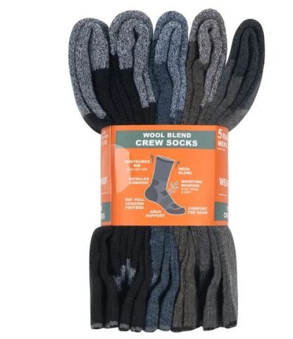 Weatherproof Vintage Men's Outdoor Crew Sock, 5-pair Mix Colors